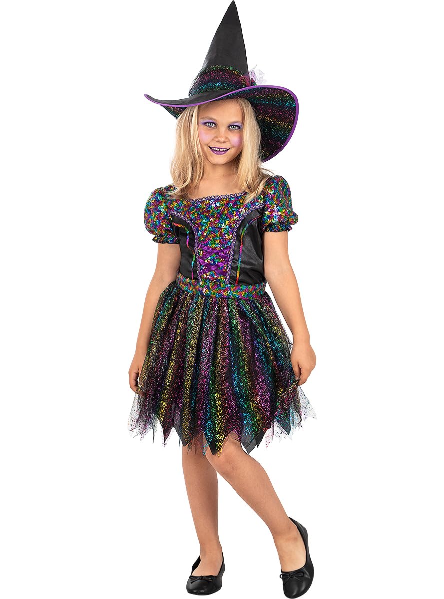 Funidelia | Disfraz de bruja para niña Brujas, Magos, Halloween, Terror - Disfraz para niños y divertidos accesorios para Fiestas, Carnaval y Halloween
