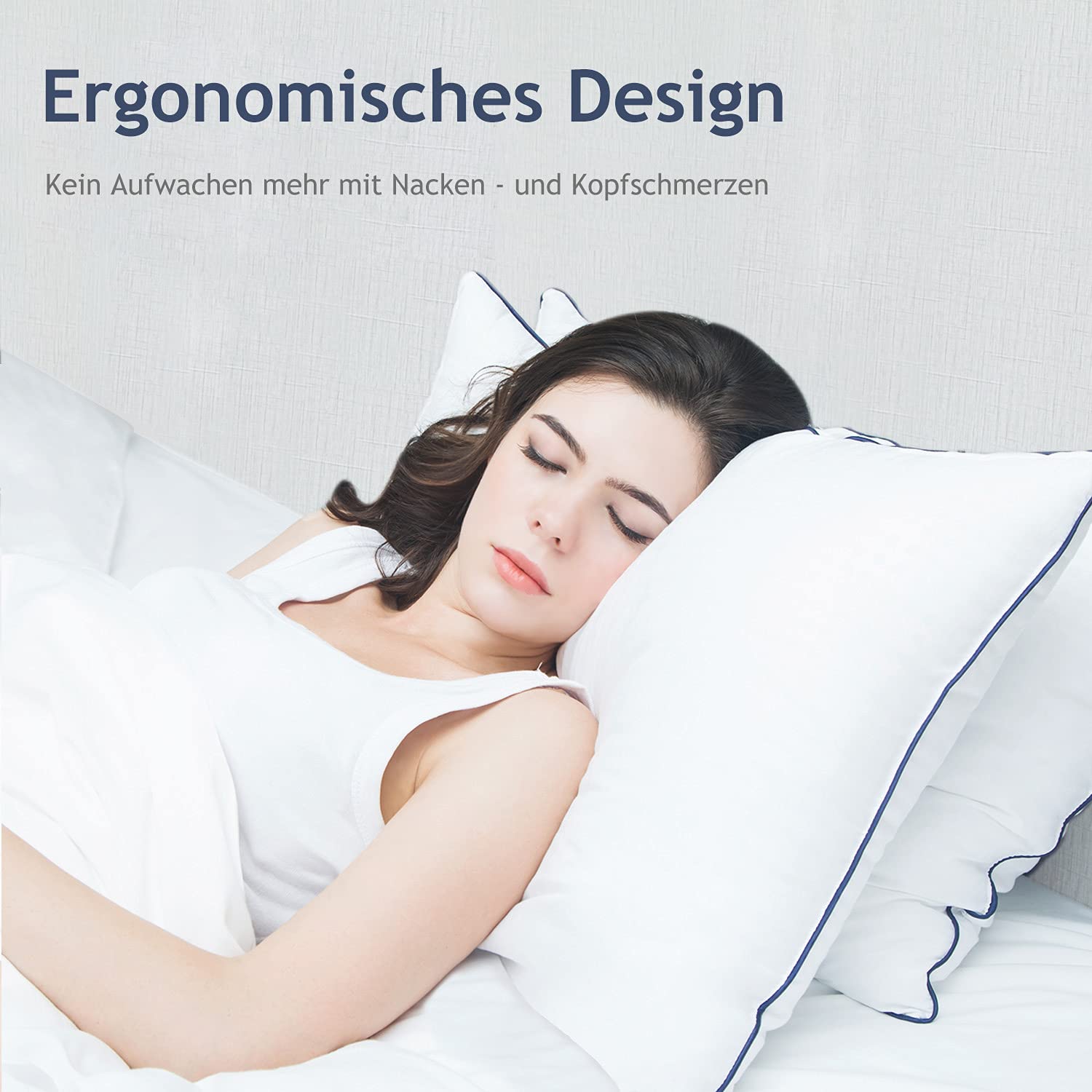Kopfkissen 50x70 2er Kissen Set Hotel Kopfkissen Komfort Luxus Bettkissen, 100 Mikrofaser Innenkissen Waschbar Kopfkissen Nackenschmerzen Allergiker Schlafkissen Seitenschläferkissen