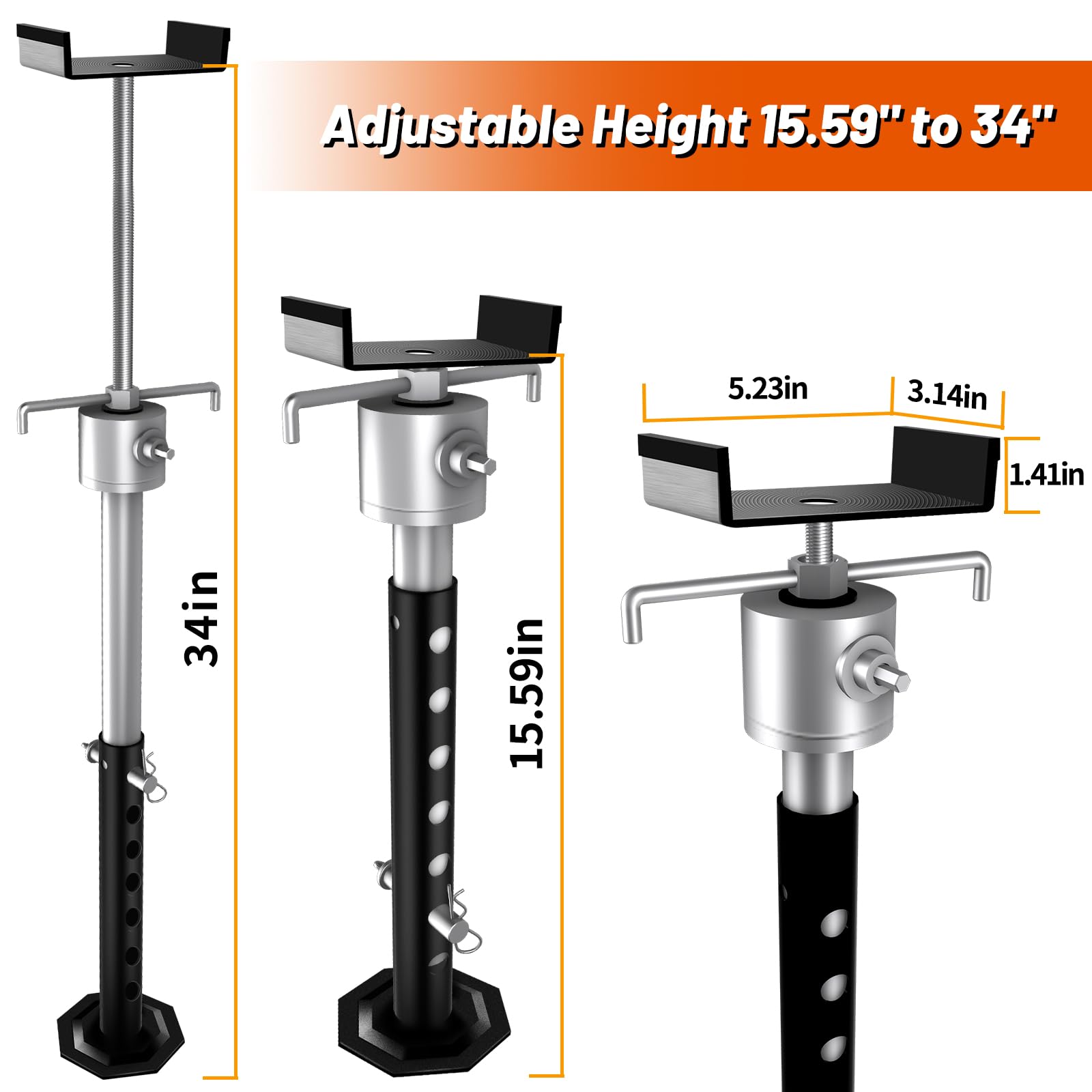 Supporti per Carrozzione RV Slide Out, Stabilizzatore Scorrevole a Sollevamento Rapido per Uso Intenso fino a 5000 libbre di Capacità Ciascun, Set di 2 Stabilizzatori per Carrozza da Viaggio
