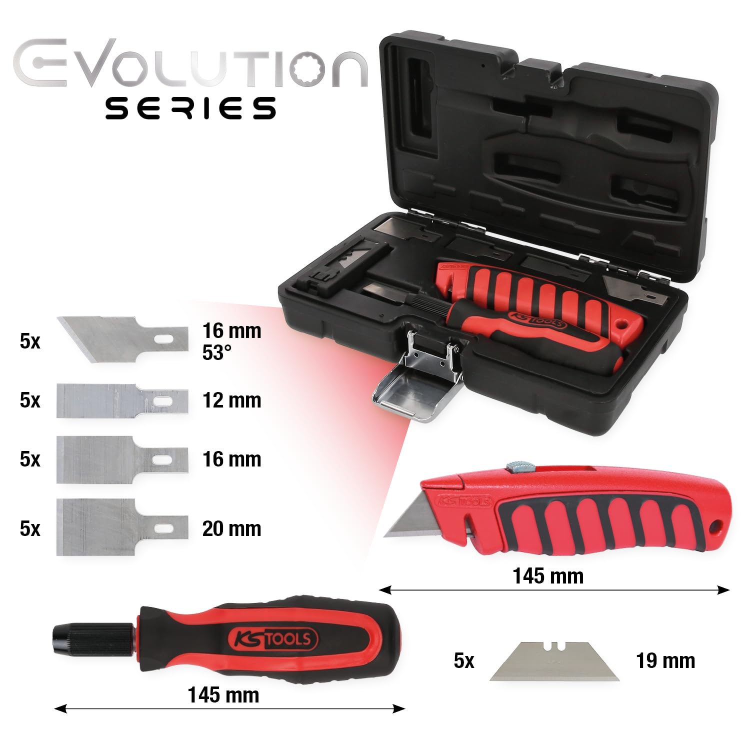 KS Tools 907.2200 Zestaw nozy i skrobaków, 27-szt