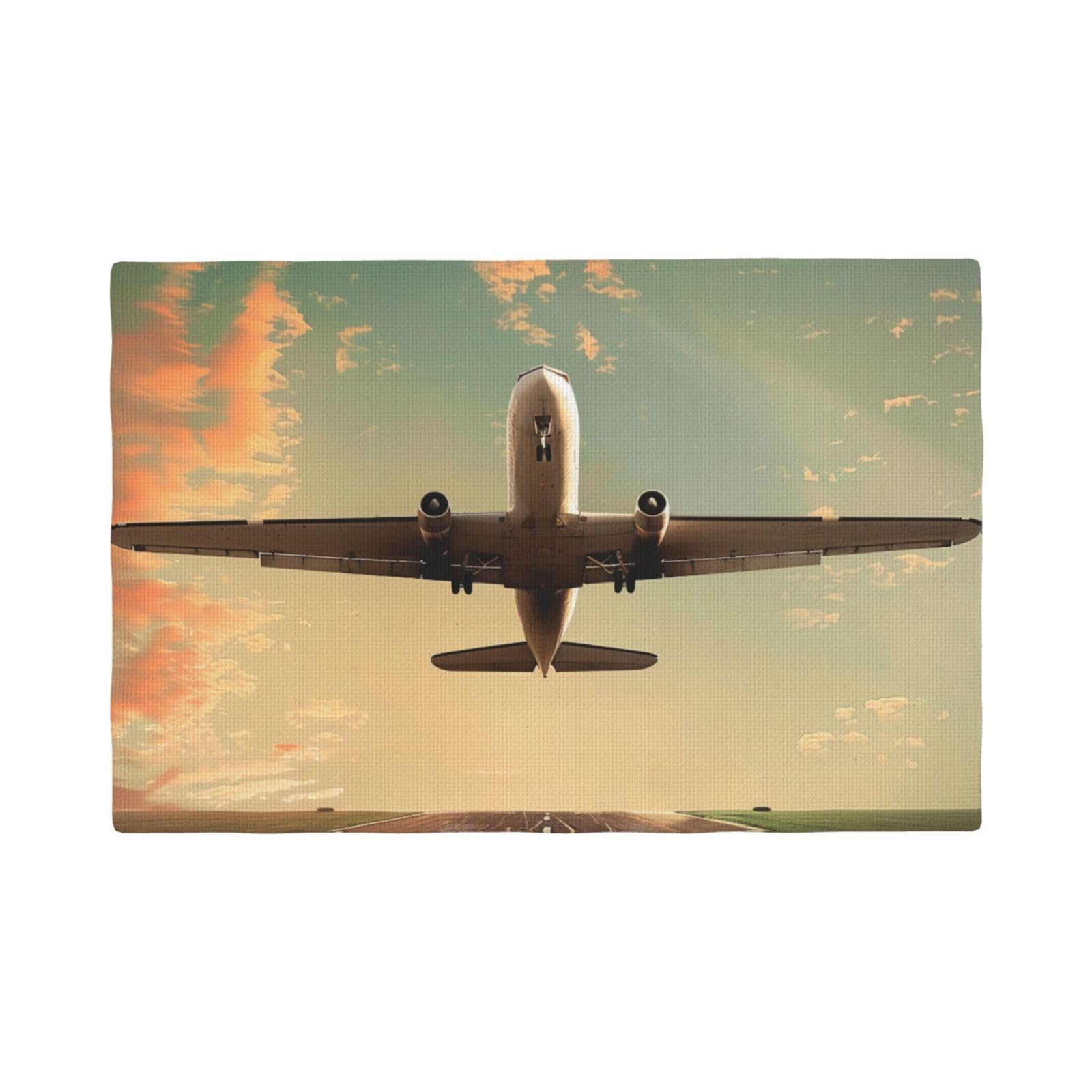Airplane Print Placemats Set, Heat Resistant Washable Placemat 12x18in Table Mats for Party Kitchen Dining Table Decoration Indoor Outdoor, Six Piece