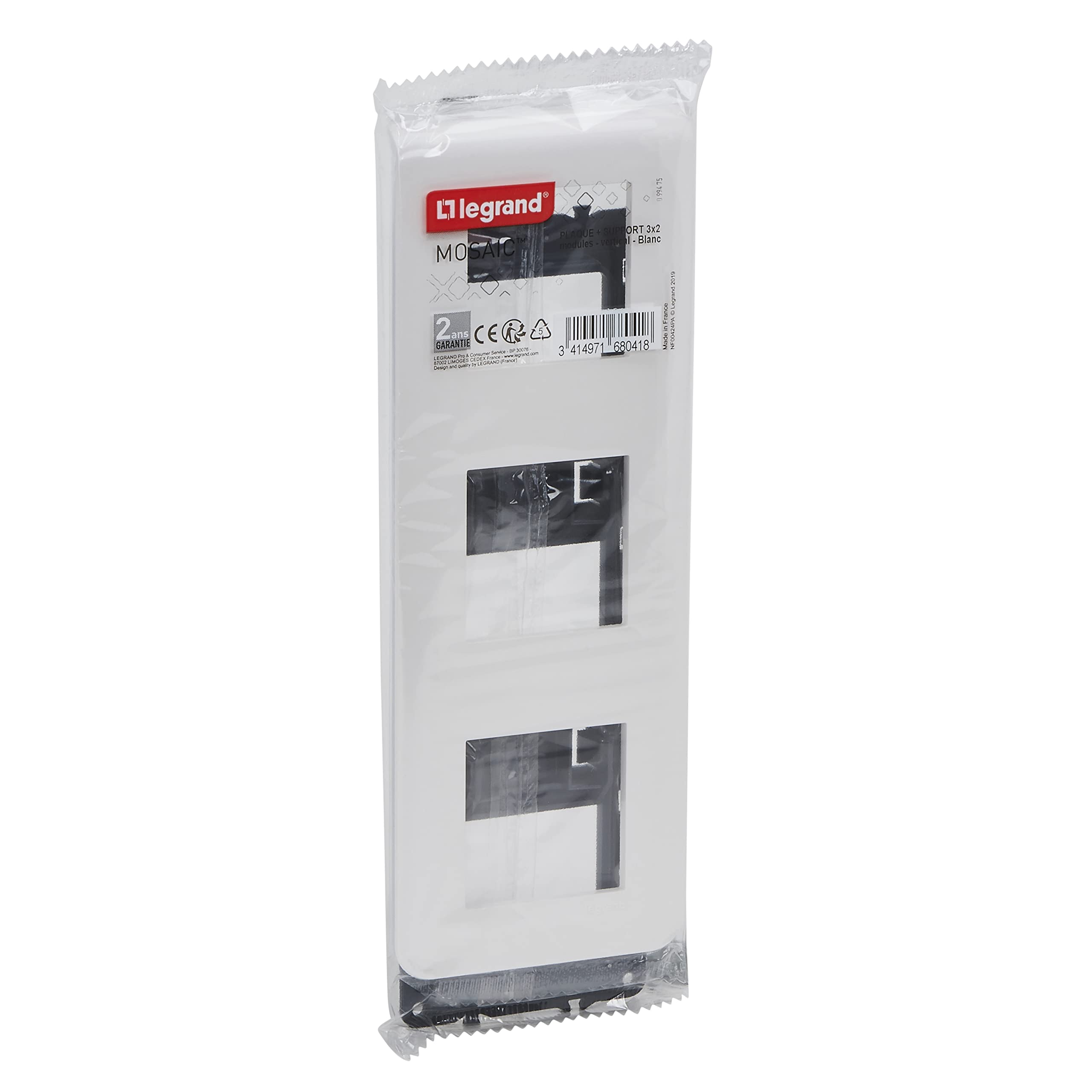 Legrand Plaque Mosaic 3x2 Modules Montage Vertical Blanc