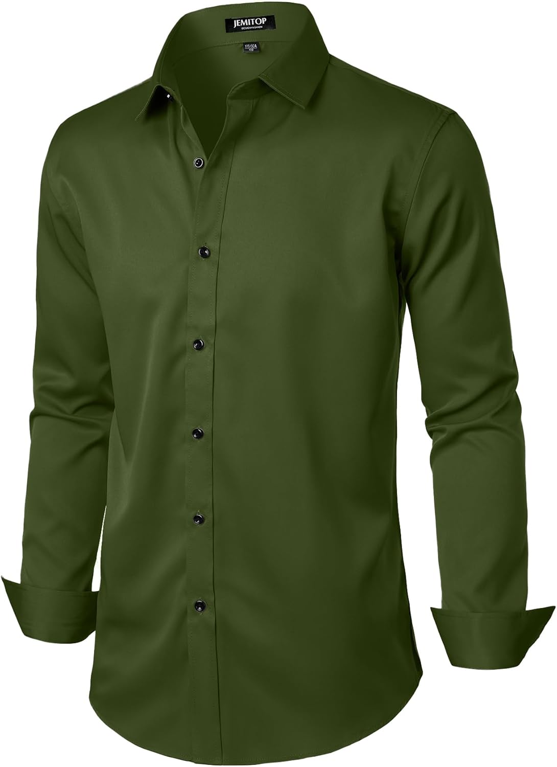 JEMITOP Men's Stretch Wrinkle Free Dress Shirt Formal Prom Wedding Long Sleeve Button Down Shirts - Image 3