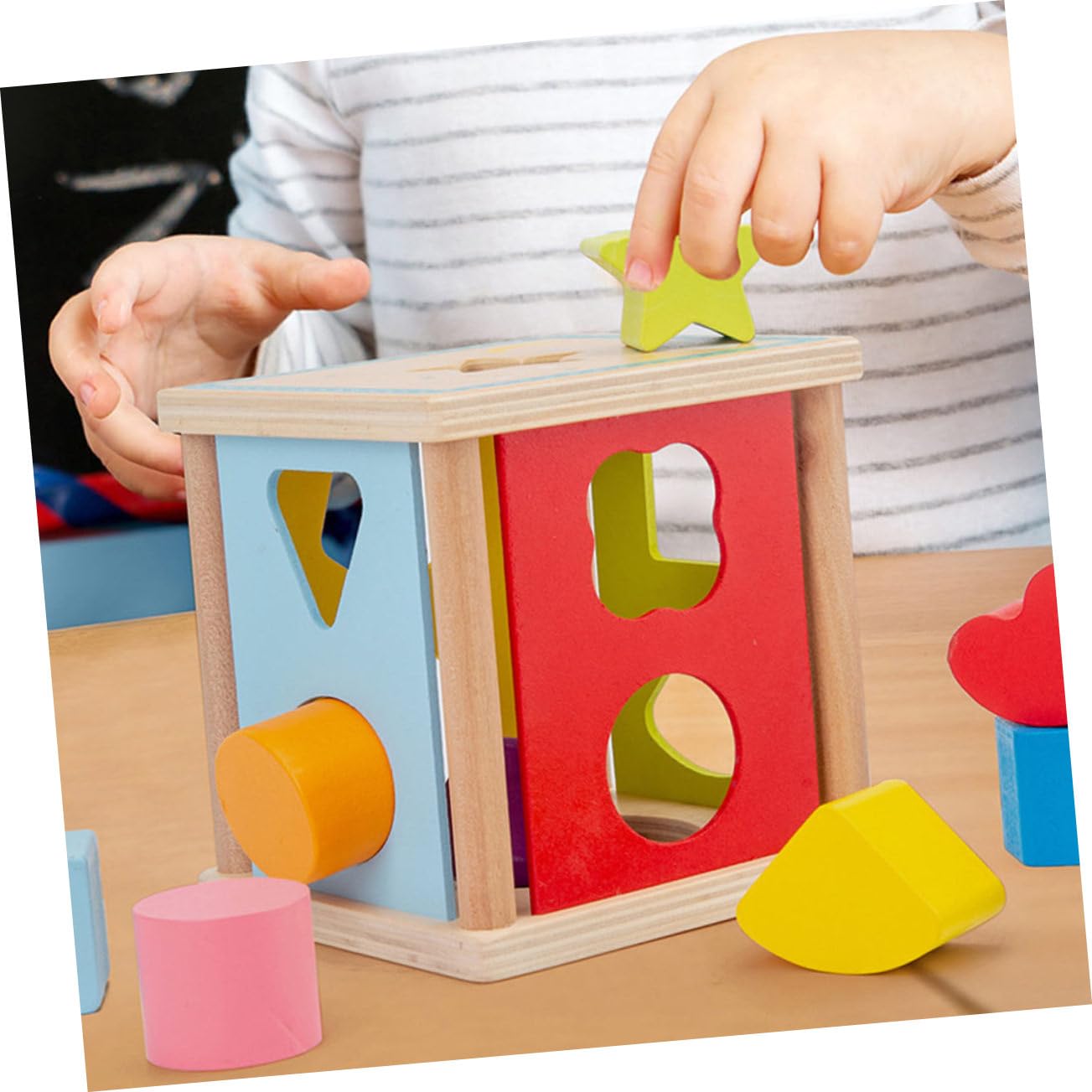 TOYANDONA Juguete de Bloques de Construcción Geométrica Caja de Inteligencia Forma de Sol y Estrella Juguete Geométrico para Preescolares de Bloques de Construcción para Educación Temprana