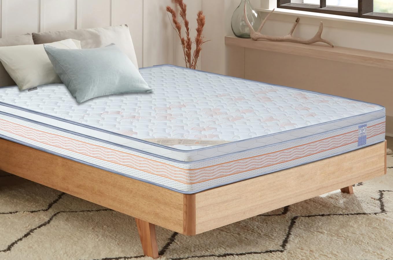 LOOM & NEEDLES Eurotop Orthopedic Mattress | 30 Nights Trial | Orthopaedic Zero Partner Disturbance Copper Infused 5 Zoned Pocket Spring Euro Top Mattresses | 6 Inches Double Size Gadda | 72X48 Inch
