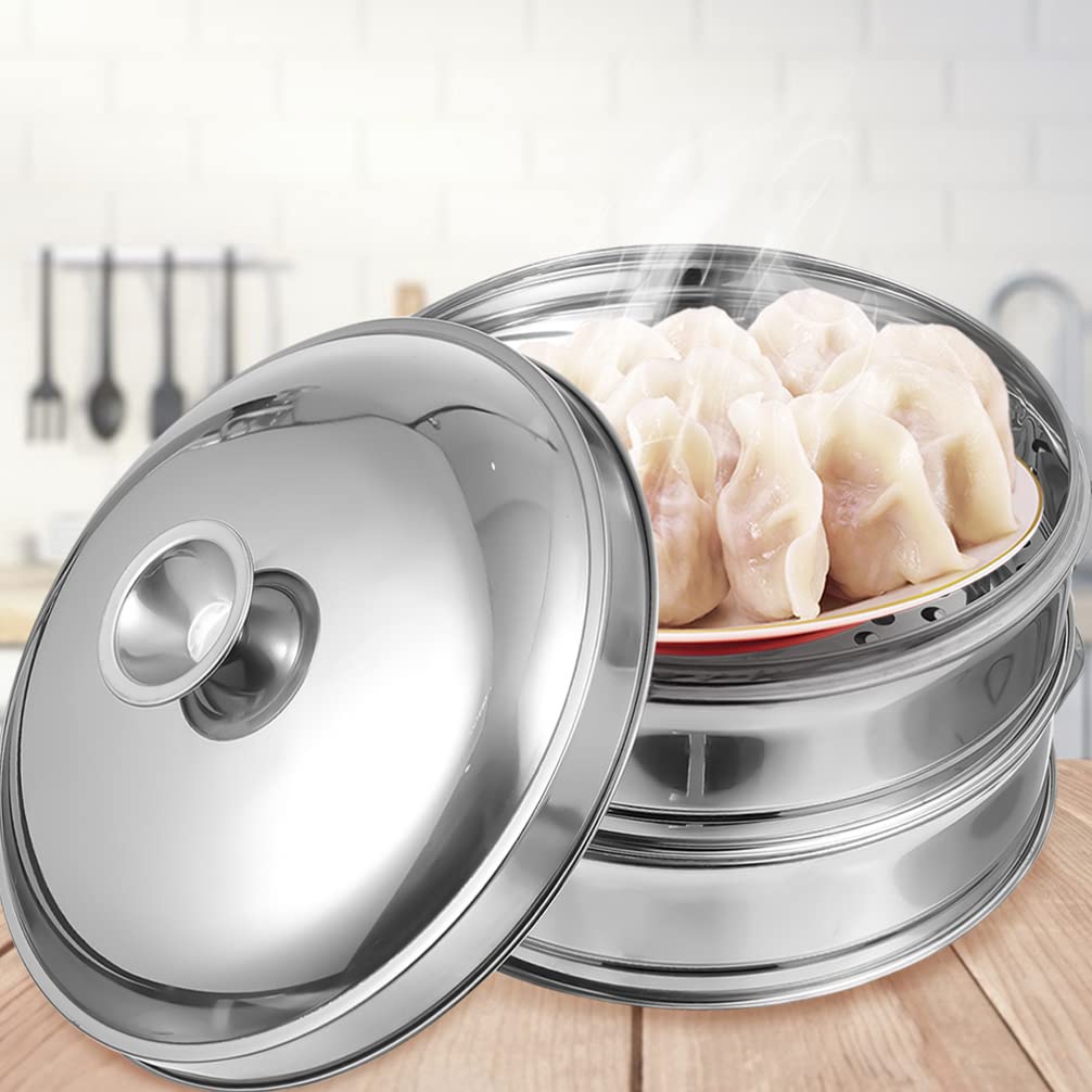 Dampfgareinsatz mit Deckel Edelstahl Silber für Küche und Kochen
