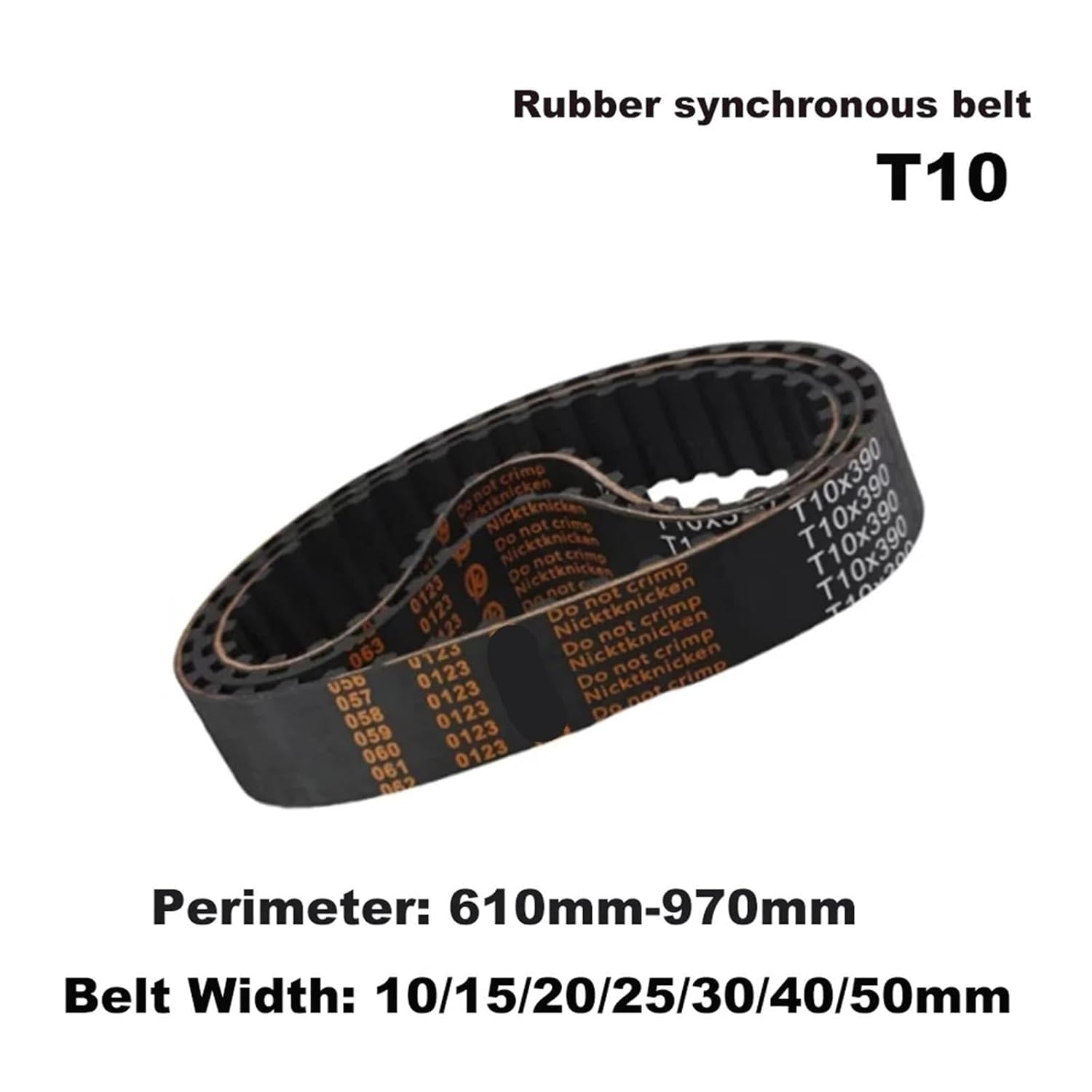 Circumference: 610mm-970mm T10 Belt Bandwidth: 10/15/20/25/30/40/50mm T10 Rubber trapezoidal Toothed Belt(950mm,20mm)