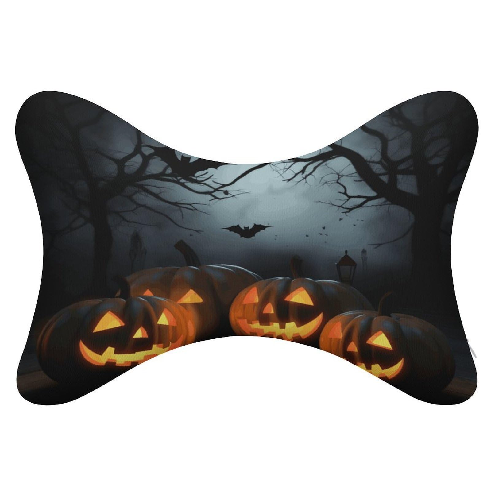 VstaDank Halloween with Pumpkins Car Neck Pillows 2 Pack Removable Ergonomic Cervical Support Pillow Fashion Cozy Bone Shaped Pillows Soft Car Headrest Pillow for Office Airplane Most Car