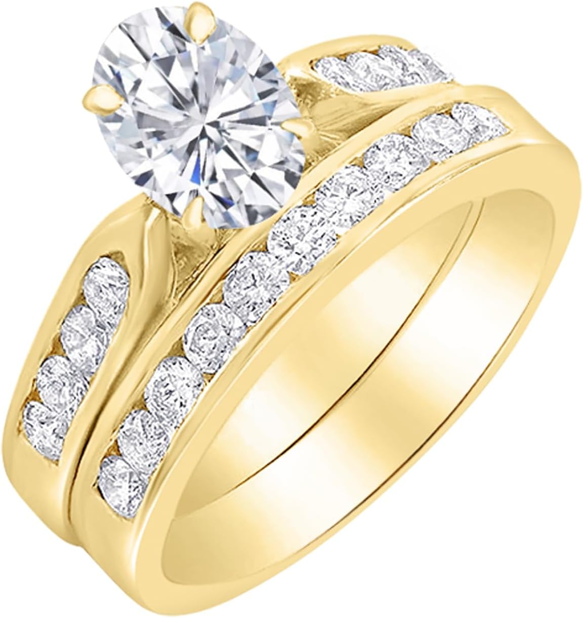 Houston Diamond District 1 to 6 Carat Oval Shape LAB GROWN Diamond Wedding Bridal Set (AAAA Heirloom Quality)