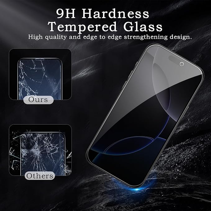 Image of [ 2+2 Pack Privacy Screen Protecor for iPhone 17 Pro Anti-Spy Shatterproof Tempered Glass with Camera Lens Tempered Glass 9H Hardness Bubble Free Anti-Glare Case Friendly