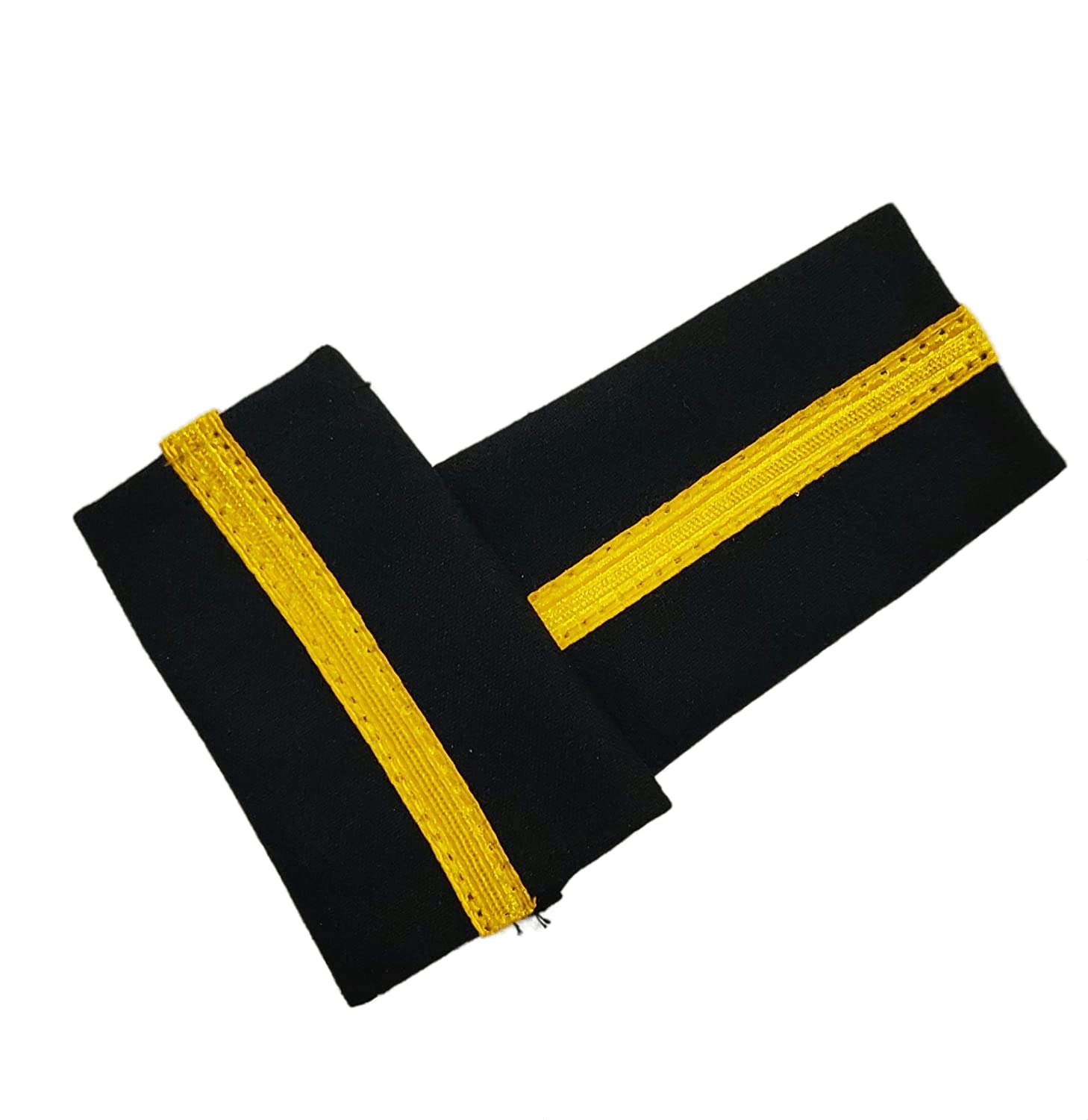 MarinersAppSoft Epaulettes | Uniform Accessory | Professional Emblem | Sturdy & Washable Single Gold Strip Shoulder Insignia |Unisex Epaulet For Merchant Navy Deck Cadet |Set 2
