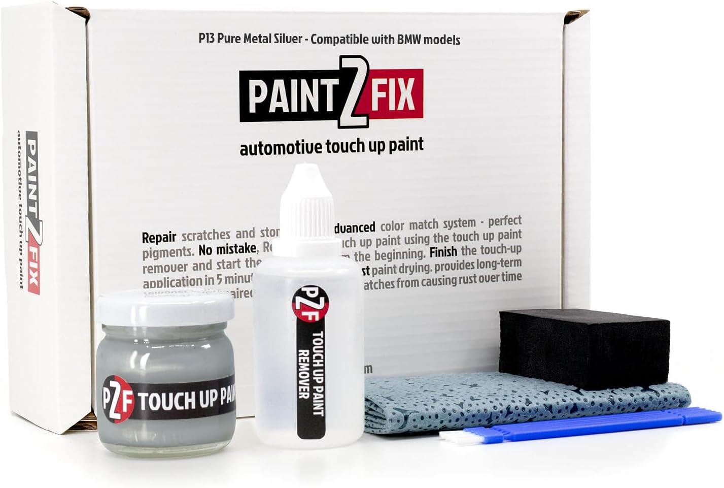 P13 Pure Metal Silver Touch-Up Paint & Scratch Repair Kit for BMW Models - 0.84 fl oz (25ml)
