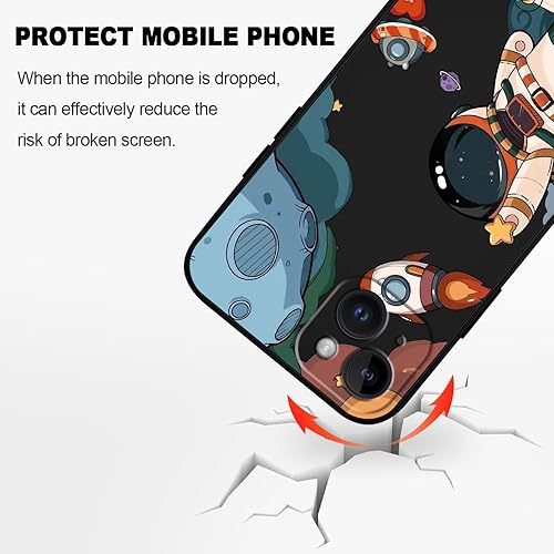 Miniatura 4 de Funda para iPhone 15 Plus, para iPhone 15 Plus, funda de astronauta, diseño de patrón creativo lateral, silicona líquida, a prueba de golpes, suave