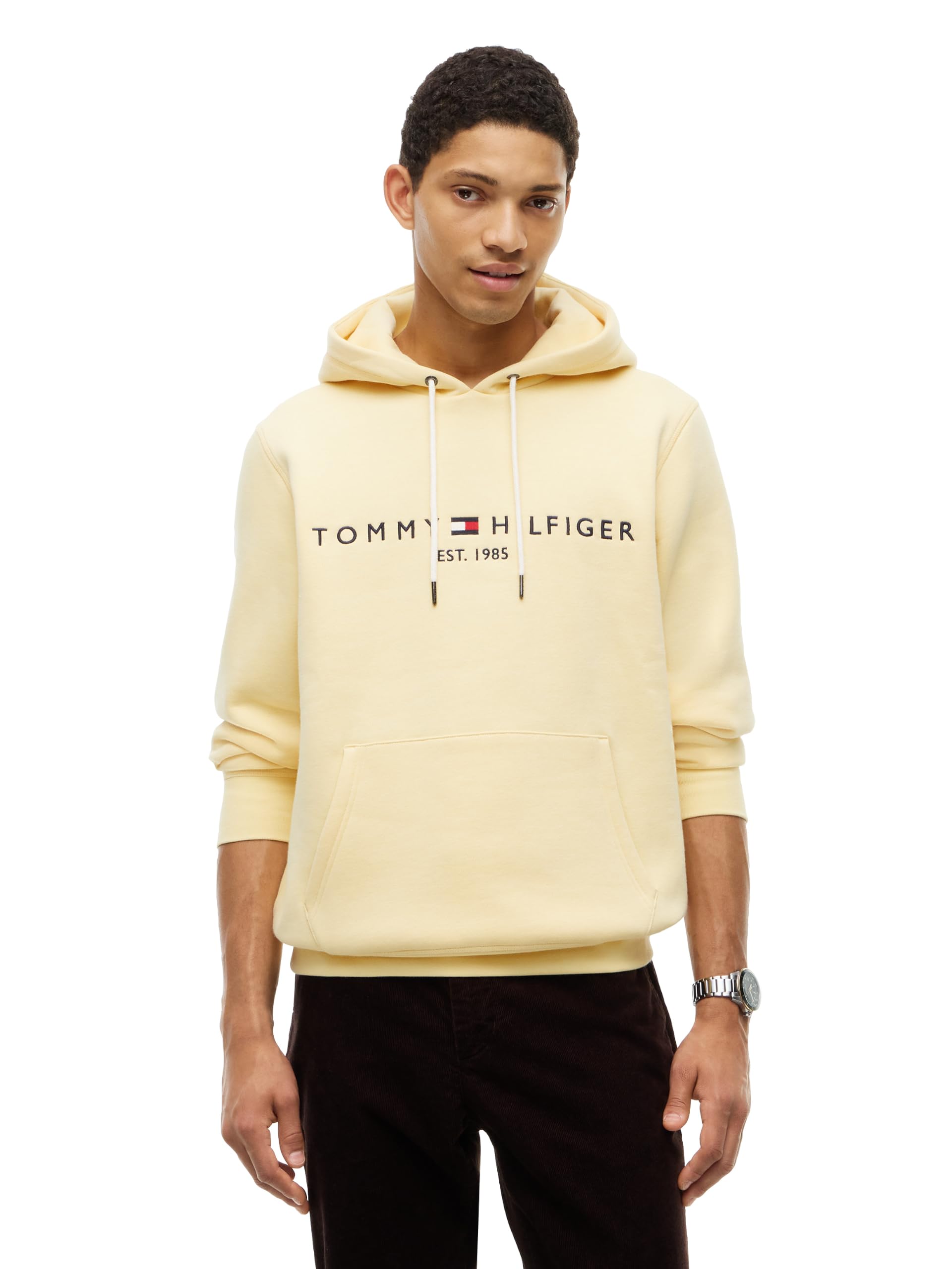 Tommy Hilfiger Men's Medium Weight Fleece Hoodie Sweatshirt With Embroidered Logo, Also Available in Big &amp; Tall