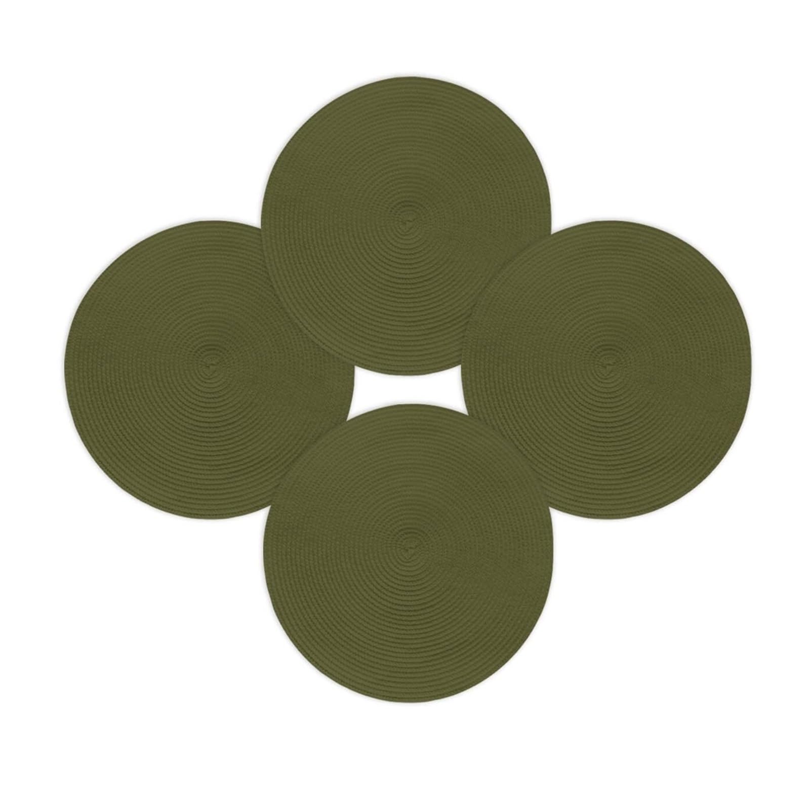 Luvafey One Color 4Pc Minimalist Braided Solid Color Round Table Placemats