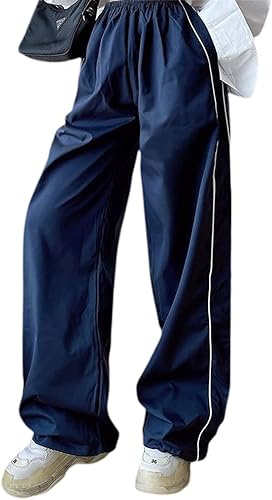 Miniatura 3 de Pantalones de paracaídas para mujer, pantalones cargo Y2k de tiro bajo, ropa de calle, pierna ancha, pantalones deportivos holgados