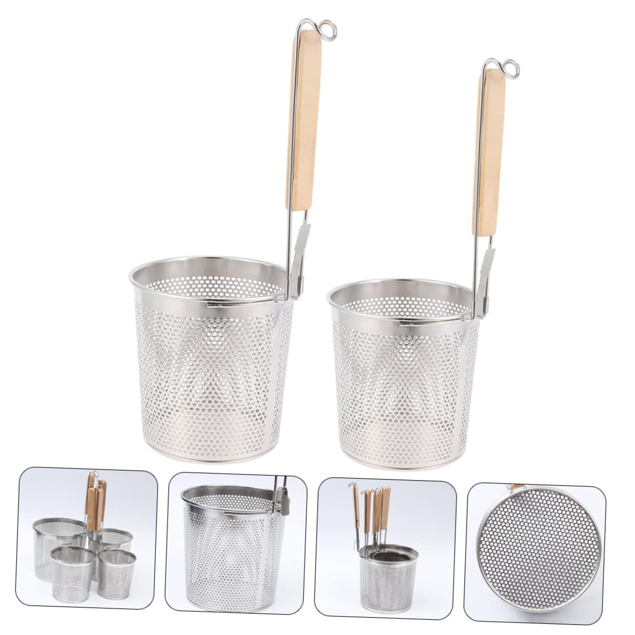 2 Pezzi Colino per Noodles in Acciaio Inossidabile, Argento