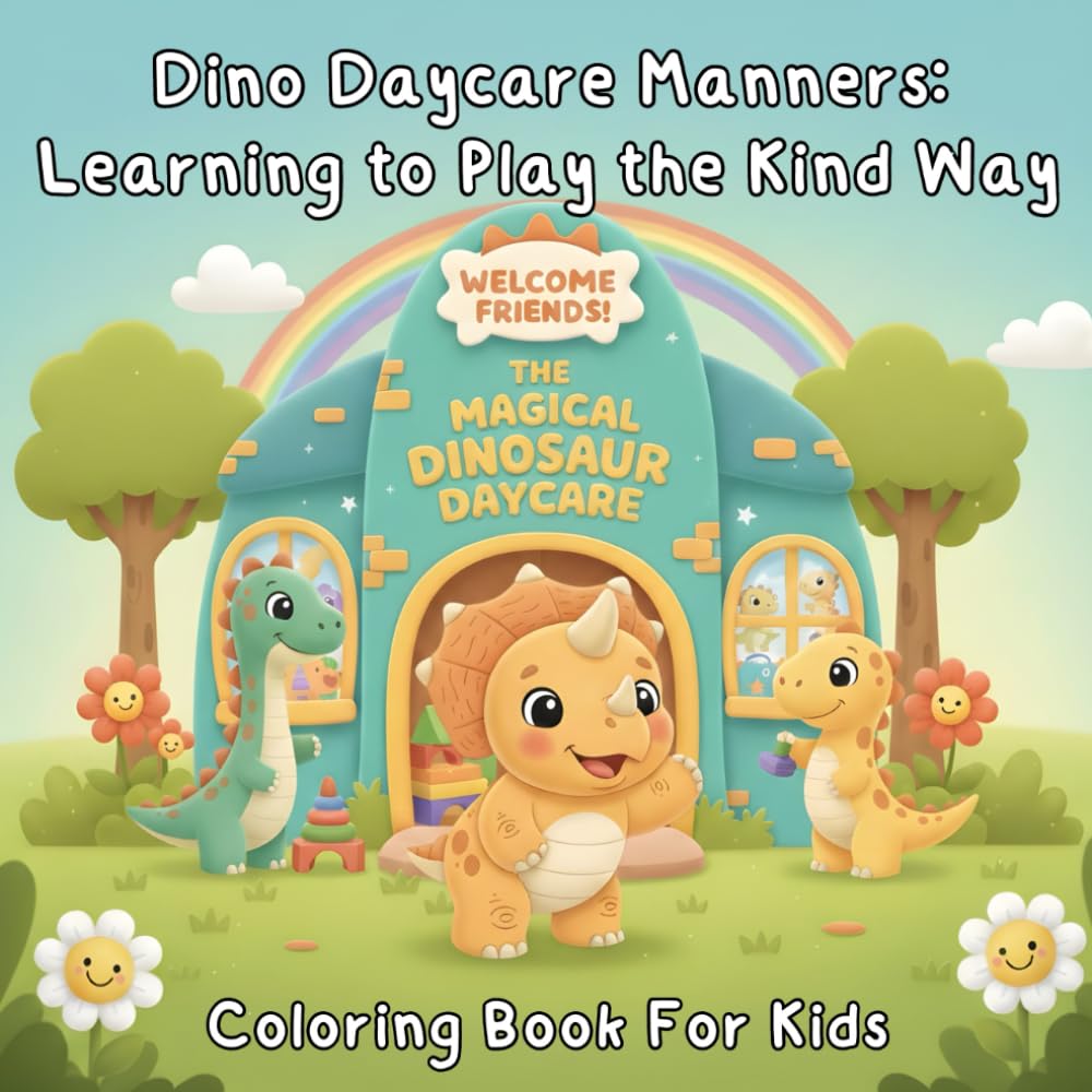 Dino Daycare Manners: Learning to Play the Kind Way: A Fun Coloring Book About Kindness, Sharing, and Good Behavior (Dinosaurs for Kids)