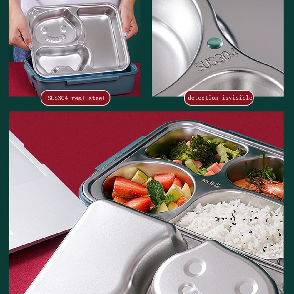 Lunch Box Elettrico Car Office 2 in 1 Lunch Box Elettrico 12 V / 220 V Scaldavivande Elettrico Lunch Box in Acciaio Inox Bambini con Scomparti 1.1L con Bacchette, Cucchiaio e Scatola Estraib