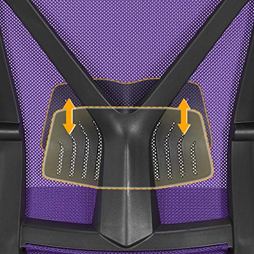 Image of Yaheetech Mid-Back Mesh Task Office Desk Chair with Wheels and Arms, Purple | Breathable mesh back and foam-padded seat for all-day comfort; sturdy metal frame, height adjustable, and easy to assemble