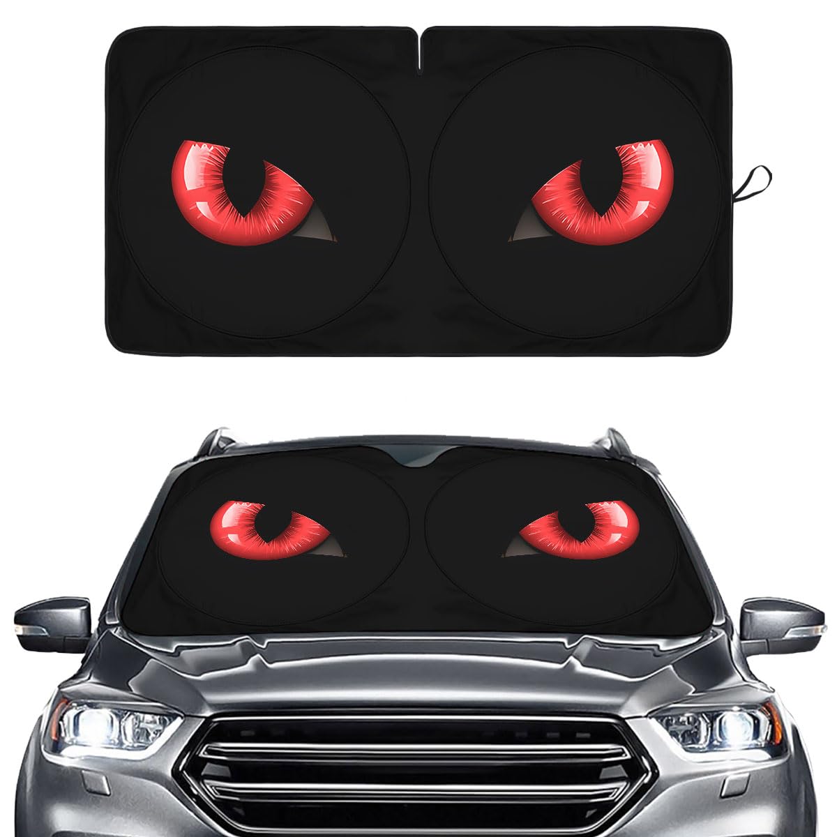 GENANY Evil Eyes Movie Windshield Sun Shade for Car SUV Truck (64x32 Inches), Automobile Sunshade, Protector Blocks UV, Spring Car Decor