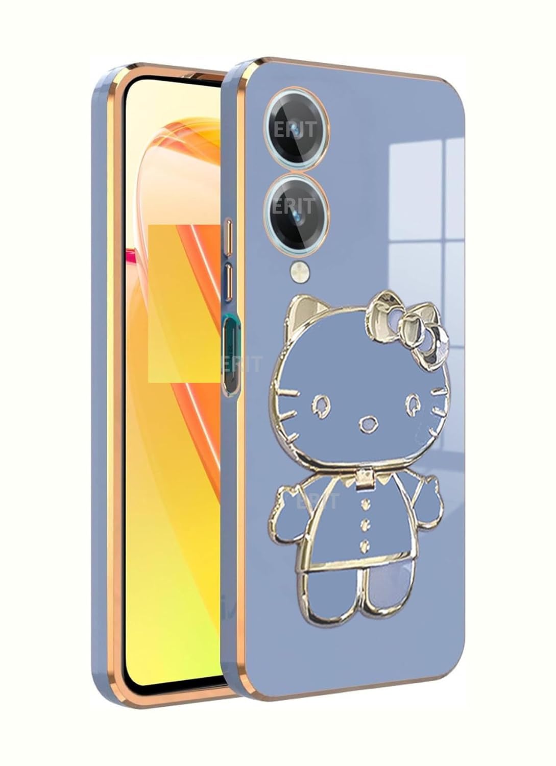 ERIT Silicone 3D Back Cases And Covers Compatible For Vivo Y28 5G Kitty With Stand And Mirror|Camera Protection|Anti-Slip|Folding Stand-Blue (B0CZVB24FP) Amazon Price History, Amazon Price Tracker