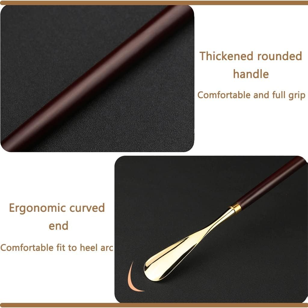 Schuhlöffel Schuhhorn Langer Griff Für Senioren High-end-Luxus-schuhhelfer In Löwenkopfform, Haushaltsschuhheber Mit Langem Und Kurzem Griff, Exquisite Aufbewahrungstasche, Gold, 31 * 3.5cm