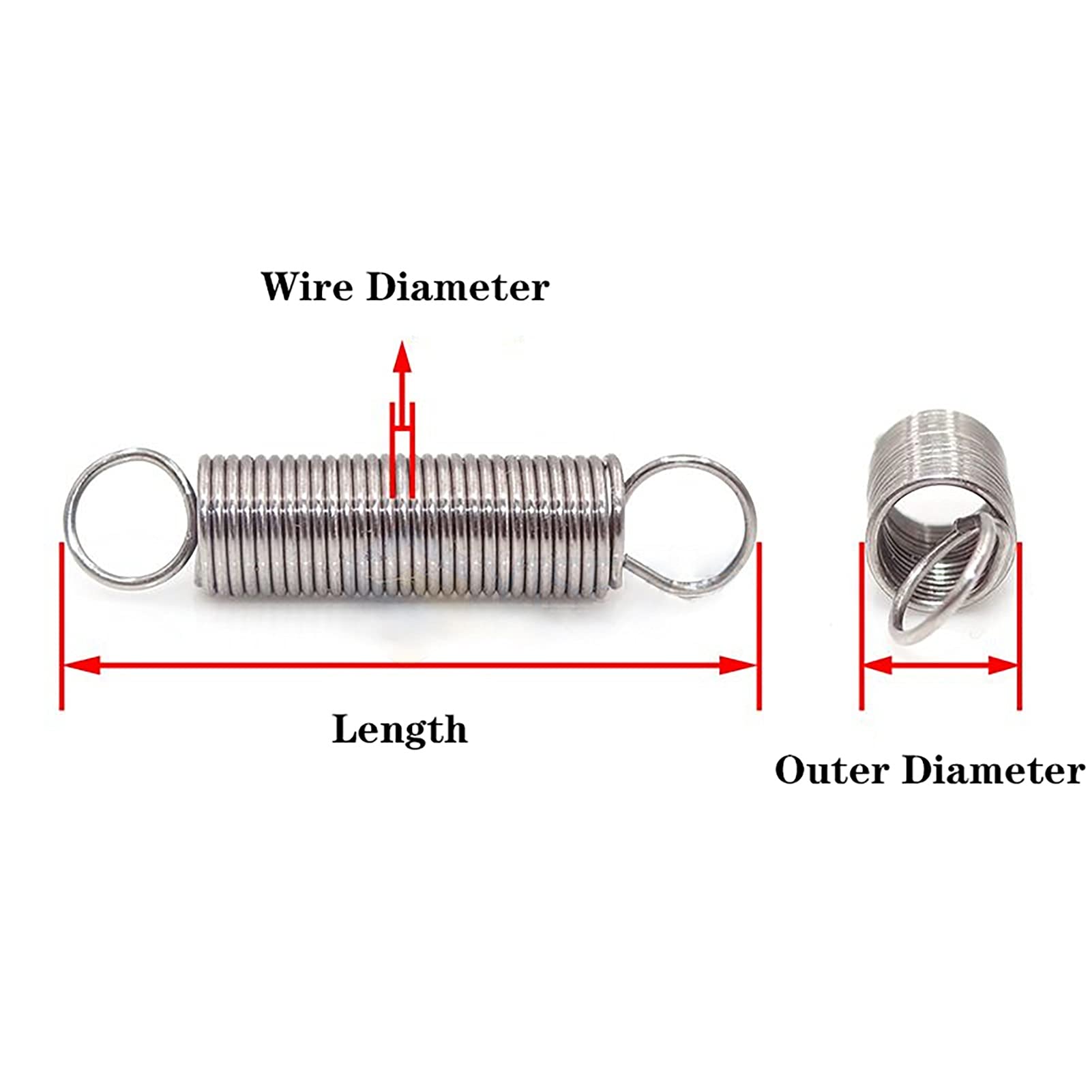 Extension Heavy Wire Diameter 0.5mm, Outer Diameter 3-6mm, Length 300mm, Extended Compressed Stainless Steel Small Dual Hook Tension Spring 1PCS Wire Hook ( Size : 0.5x3x300mm )