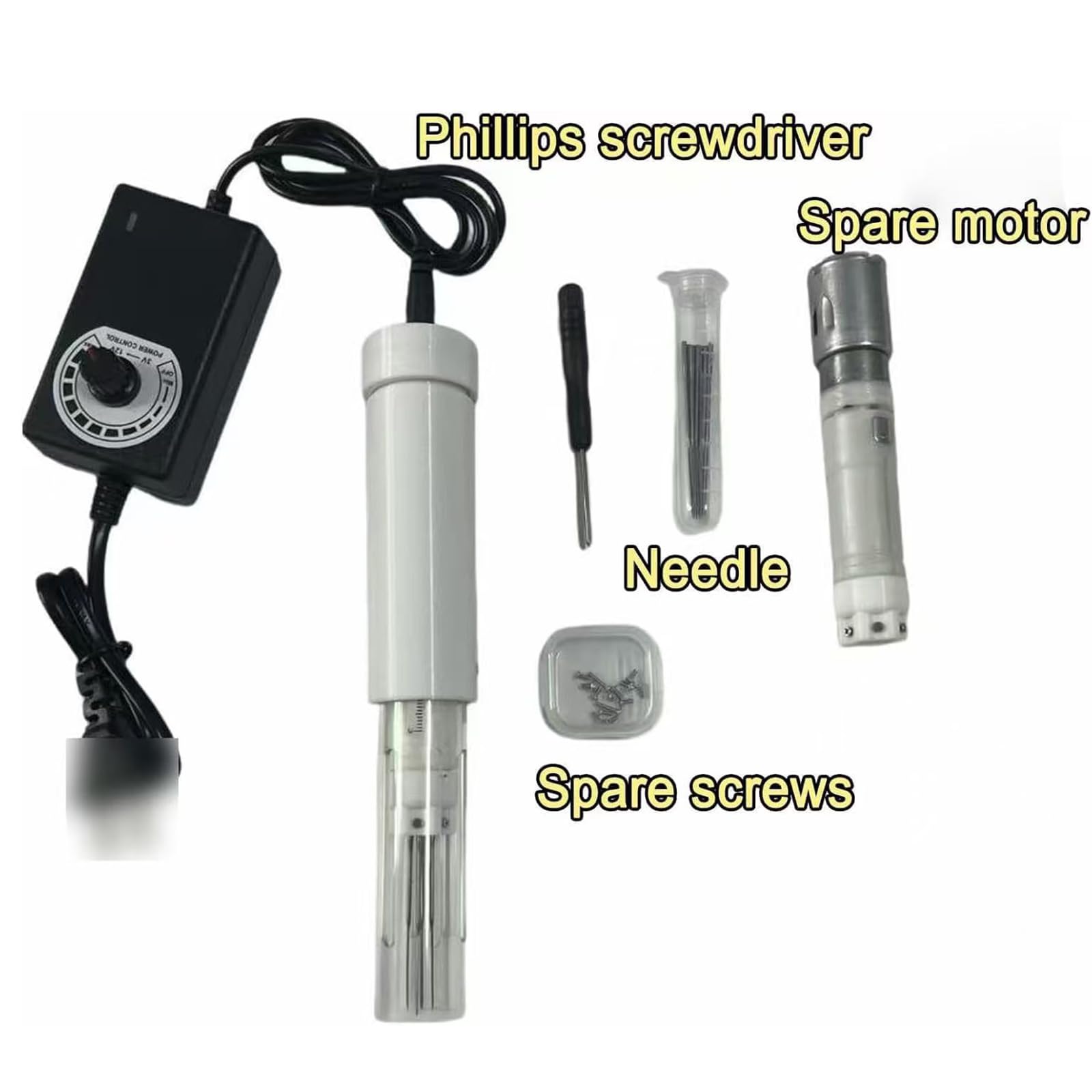 COYEUX Tragbare Hand-Nadelfilzmaschine, Elektrisches Wollfilzwerkzeug, Einstellbarer Hub 0–3 cm, Mit 7 Nadeln/2 Ersatzköpfen/1 Ersatzmotor, Einstellbare Geschwindigkeit, Für Wollfilzhandwerk