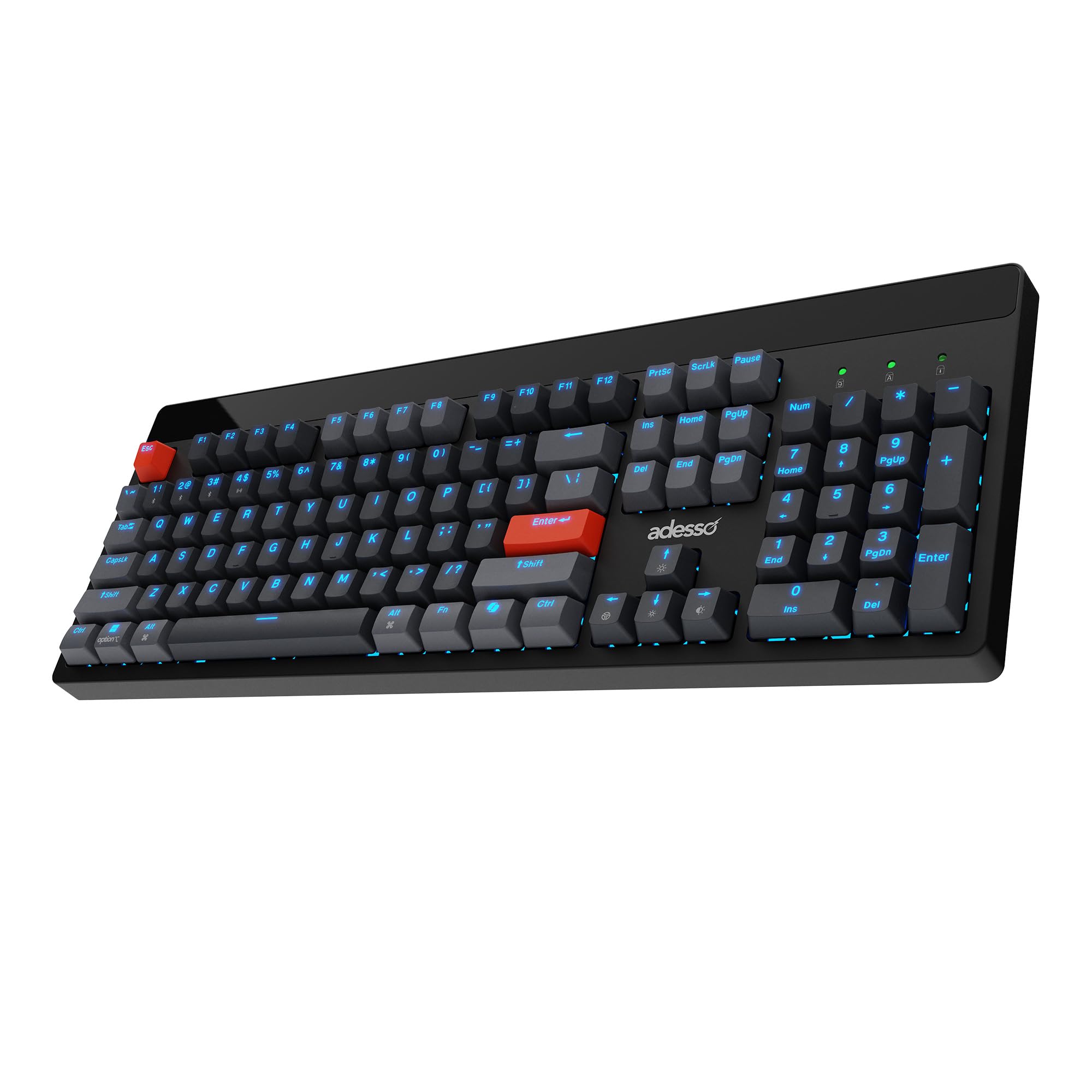 ADESSO Easytouch 1300 Mechanical Keyboard RGB Illuminated Hot Swappable Red Switches Wired Wireless Bluetooth Gaming Keyboard with Copilot