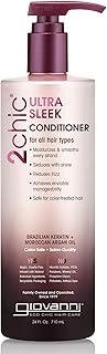 GIOVANNI 2chic Ultra-Sleek Conditioner - Brazilian Phyto-Keratin & Moroccan Argan Oil, Anti-Frizz Formula, Coconut, Shea Butter, Pro-Vitamin B5, Color Safe, Paraben Free - 24 oz