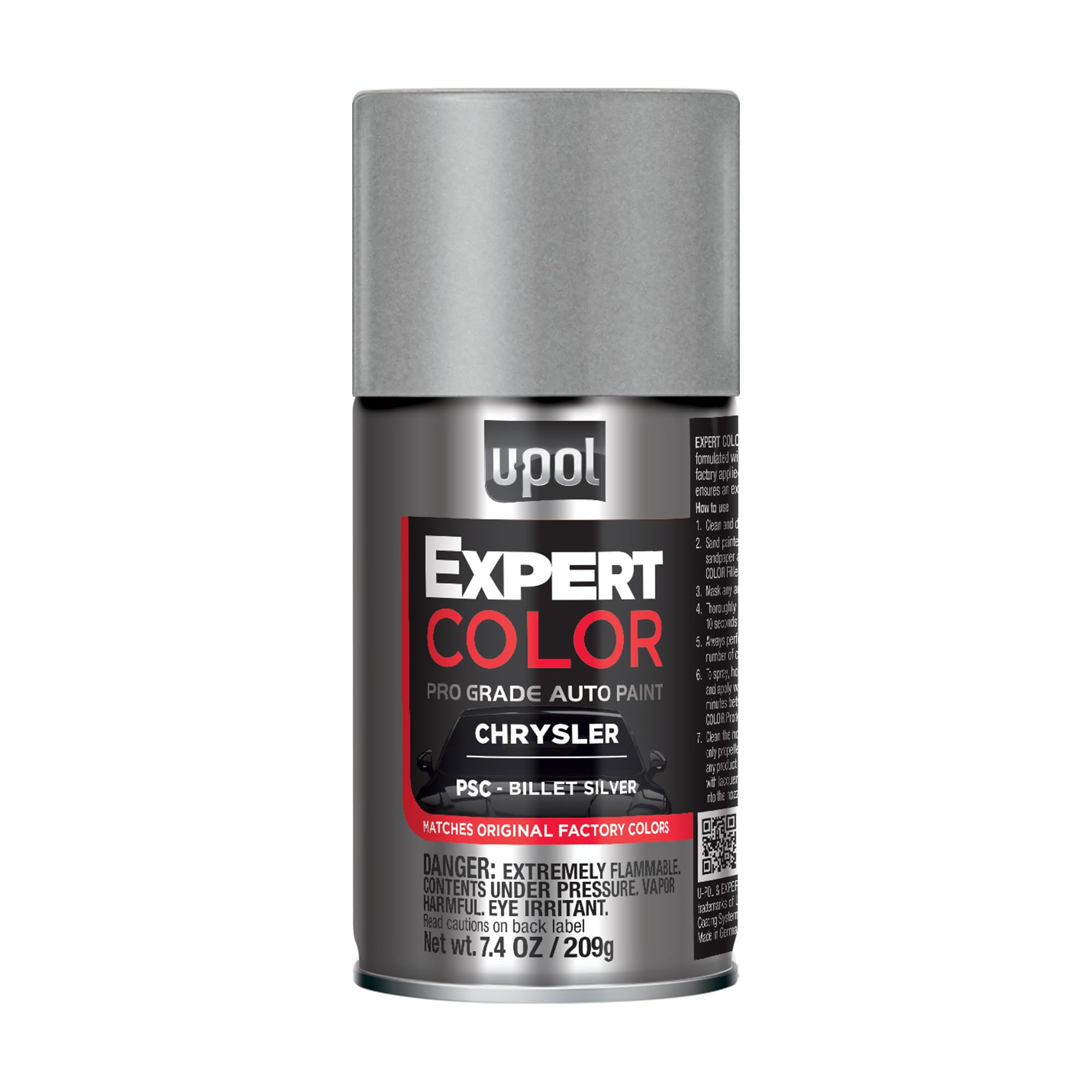 U-POL Expert Color, For Chrysler PSC, Automotive Spray Paint, Professional Grade, Long-Lasting, Easy-To-Use, Billet Silver
