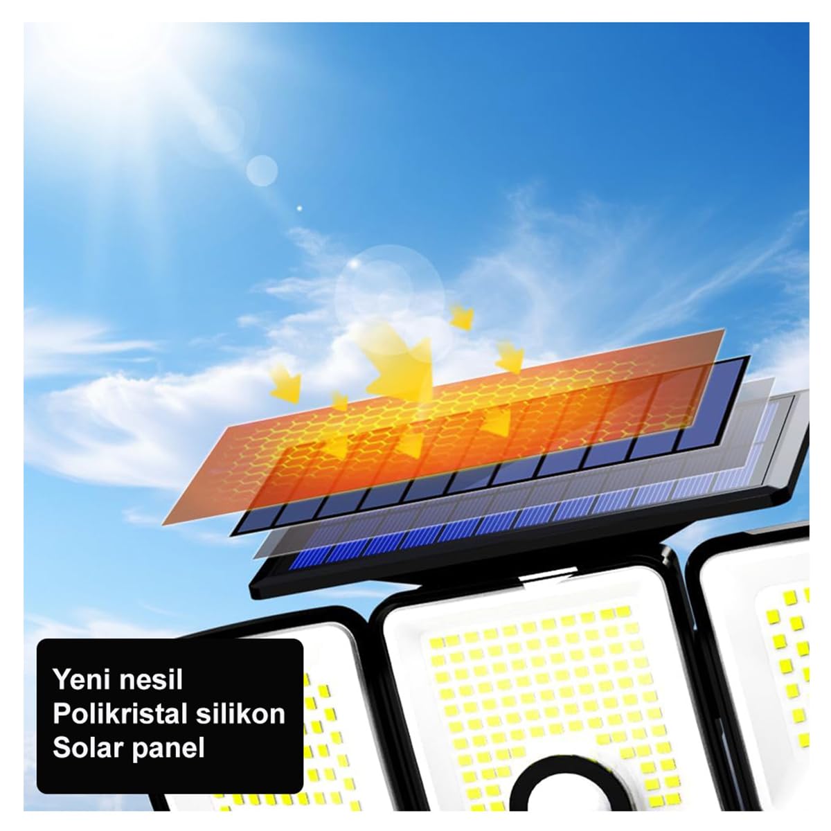 Greentech Güneş Enerjili 223 Cob Ledli, Hareket Sensörlü, 3 Taraflı Aydınlatma/GT-SL25