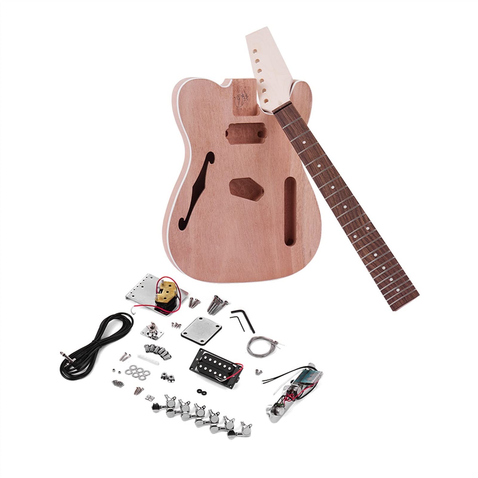 Niedokończona gitara korpus DIY Niedokończona Gitara Elektryczna Zestaw DIY Gitara Elektryczna Mahoniowy Korpus Z F Soundhole Z Drewna Klonowego Szyi