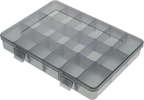 Angoily Caja organizadora de plástico transparente con 18 rejillas, caja de herramientas, contenedor de componentes, contenedores de almacenamiento