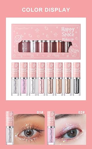 Miniatura 3 de BANGFENG Juego de sombras de ojos con purpurina líquida altamente pigmentada, acabado brillante multidimensional para ojos fascinantes, acabado