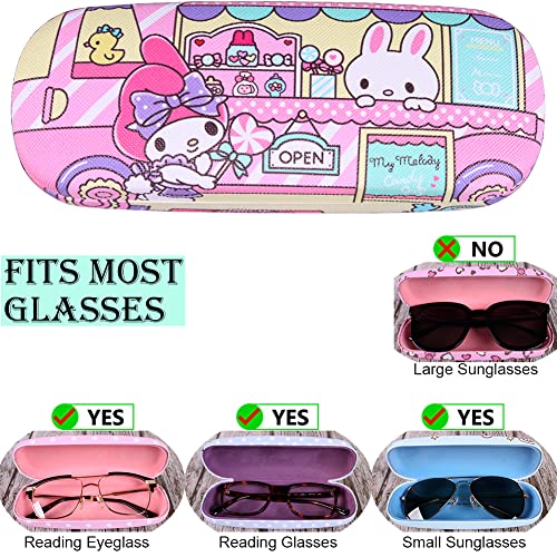 Image of ADBGV Cute Stylish Hard Shell Eyeglasses Cases Protective Case Storage Box With Glasses Cloth Eyeglass Strap for Girl Teen