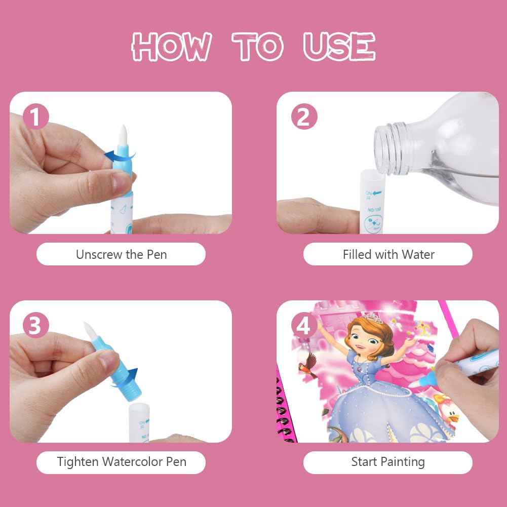 OSDUE Libro da Colorare ad Acqua, 2 Pezzi Libro di Pittura ad Acqua per Bambini, Libro da Colorare ad Acqua Magica con Penna, Bambini Istruzione Drawing Toy, Bambini in Viaggio attività di Pittura