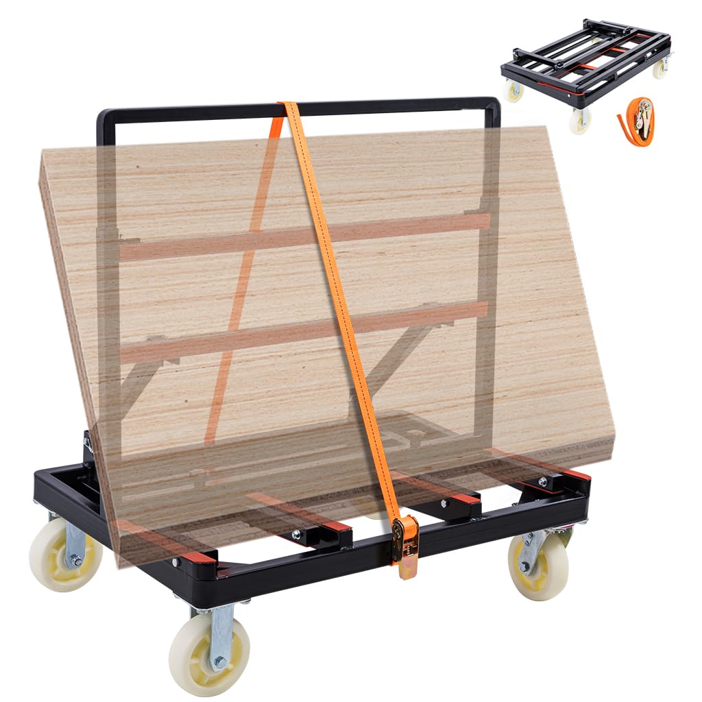LMYYGOO Drywall Cart 2400 lbs Heavy Duty, Folding Panel Dolly with Adjustable Height, 6