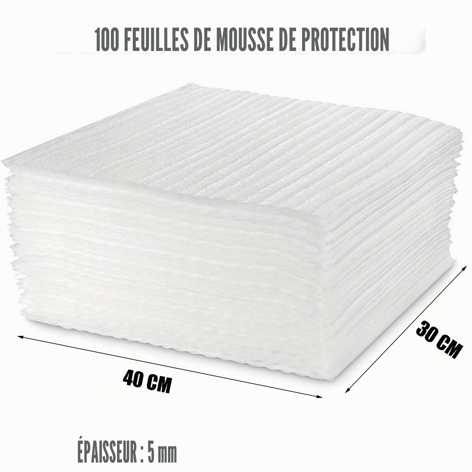100 pièces feuilles de mousse de coussin, pochettes d'emballage en mousse mobile de 40 x 30 cm, fournitures de déménagement pour l'emballage et la boîte d'expédition pochettes d'emballage
