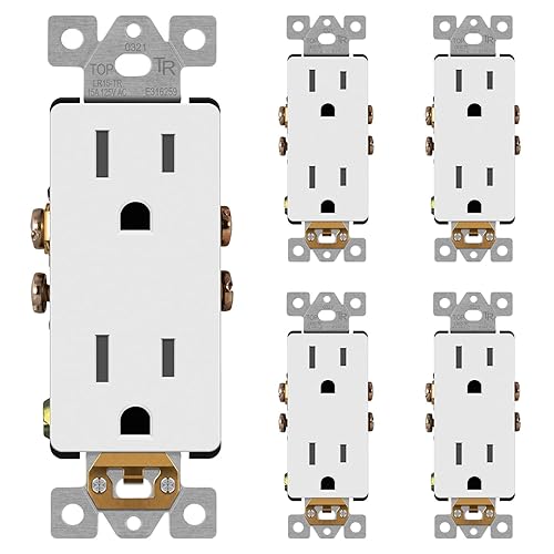 LIDER Receptáculo decorativo de acabado mate con cubierta facial intercambiable, salida de pared segura para niños, resistente a manipulaciones,