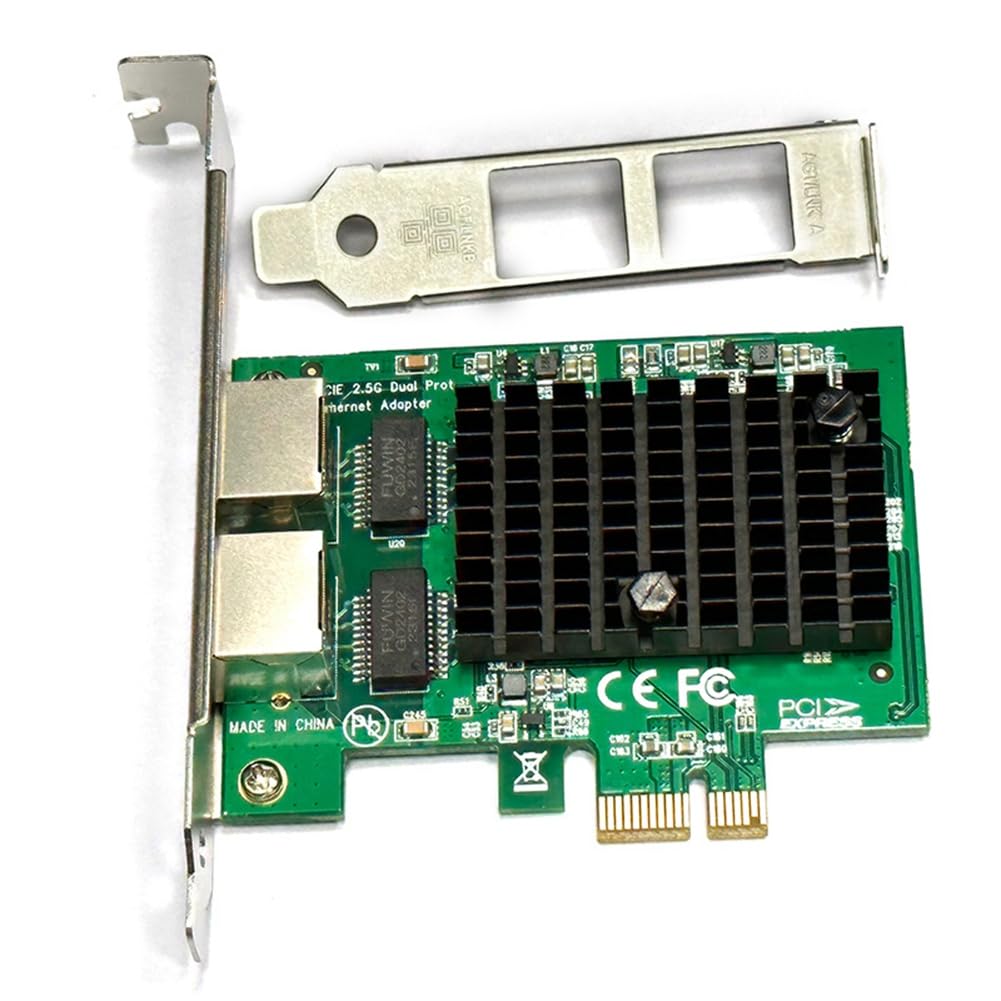 Scheda di Rete PCIe 2 Porte 2.5G Adattatore Ethernet 2.5 Gigabit Chip RTL8125BG Adattatore LAN PCI-e Ethernet per PC Desktop Durevole Facile da Installare Facile da Usare