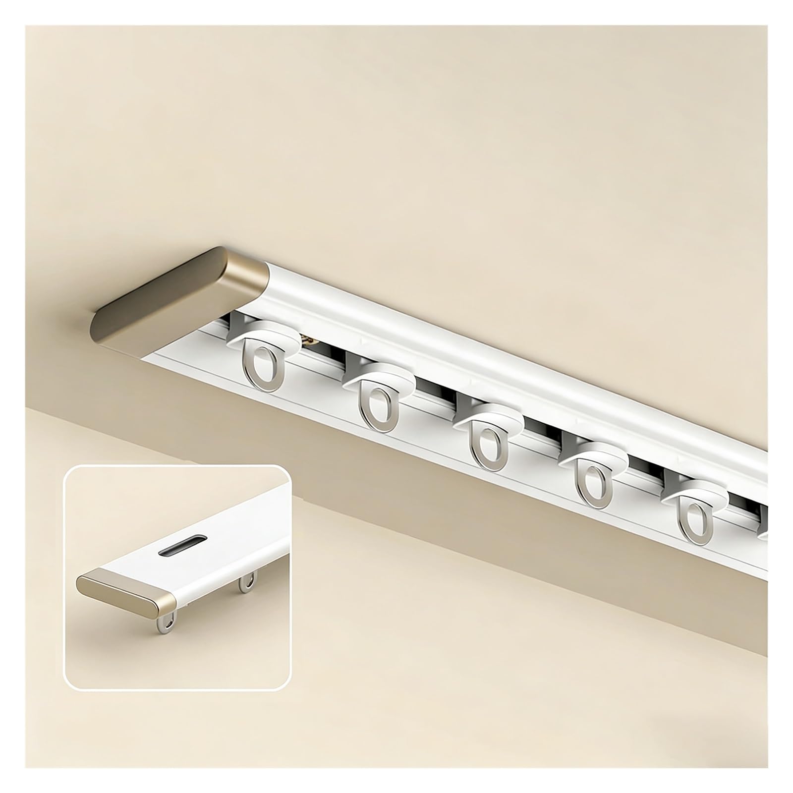 Rail de rideau coulissant pour montage au plafond ou au mur, tringle invisible ultra fine avec kit de vis pour salon et chambre à coucher