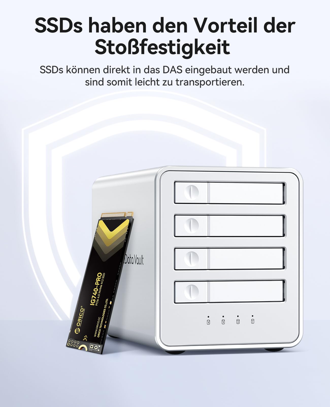 ORICO All-Flash 2.5-Festplattengehäuse 40Gbps SSD NVMe M.2 Externes Festplattengehäuse mit bis zu 32 TB Festplattengehäuse für 4K/8K Videobearbeitung Festplatten Docking Station -8848U4