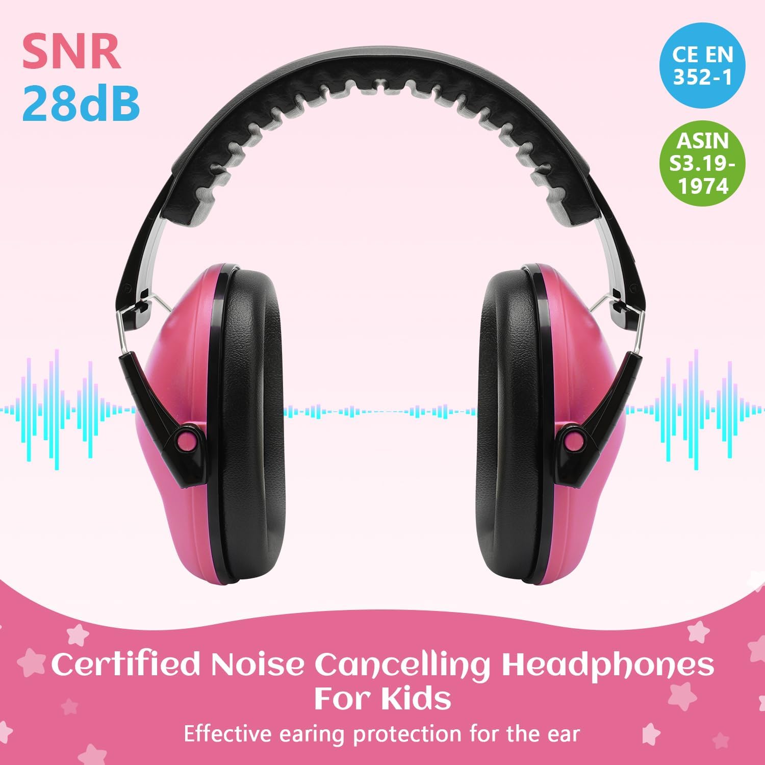 Floriogra Paquete de 2 Protector Oído para Niño, Protección Auditiva SNR 26dB con Diadema Ajustable, Casco Antiruidos Profesional Cancelación de Ruido para Bebé Nené Infante