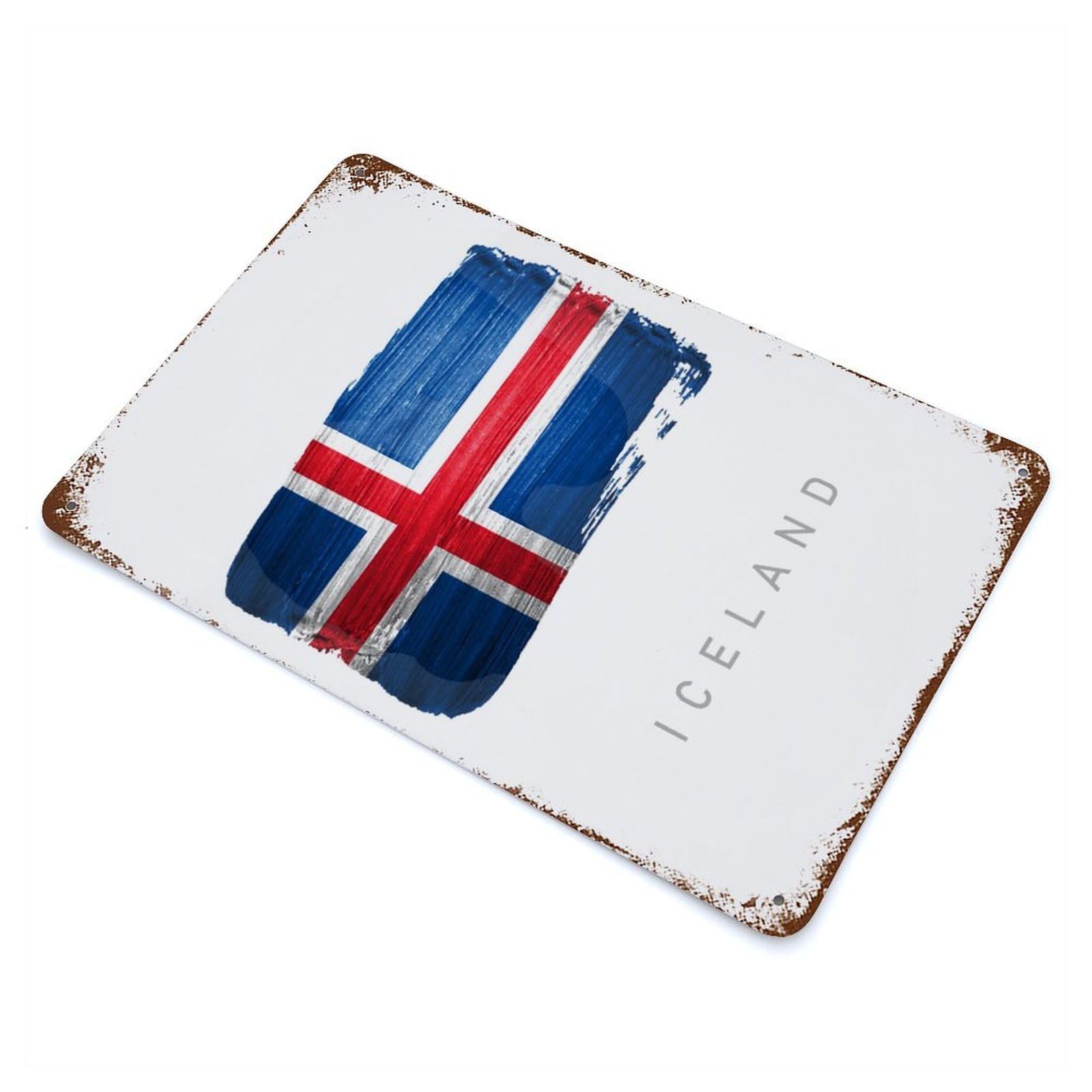 Rust Effect Iceland Retro Metal Sign 11.8"x7.9", Classic Wall Plaque for Cafe, Home Bar And Lounge Decor