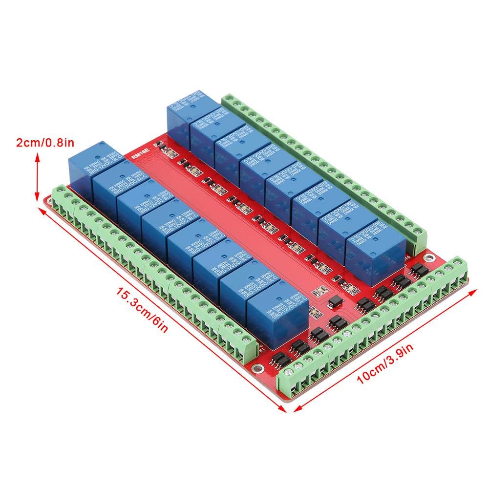 Estink Modulo Relè 16 Canali con Fotoaccoppiatore Isolato, Trigger Alto e Basso per Controllo Relay DC 24V