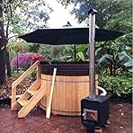 Canadian Redwood Cedar 5' Outdoor Wood-Fired Hot Tub Sauna Spa Bathtub Tub, with Paddle
