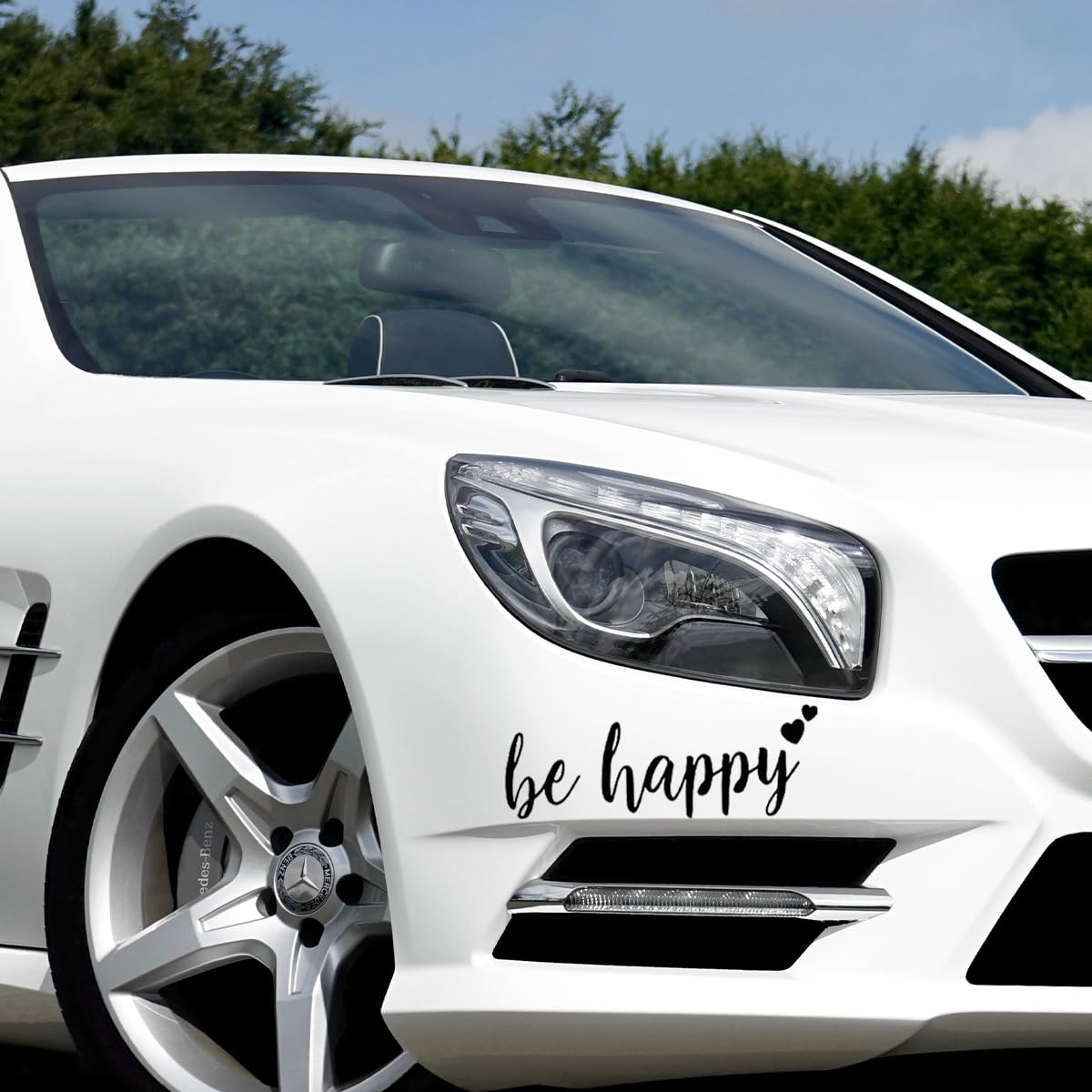 Adesivo Auto WINOMO 'Be Happy' - Scritta Divertente Per Camion E Moto, PVC Bianco, Dimensioni 14 X 7,5 Cm