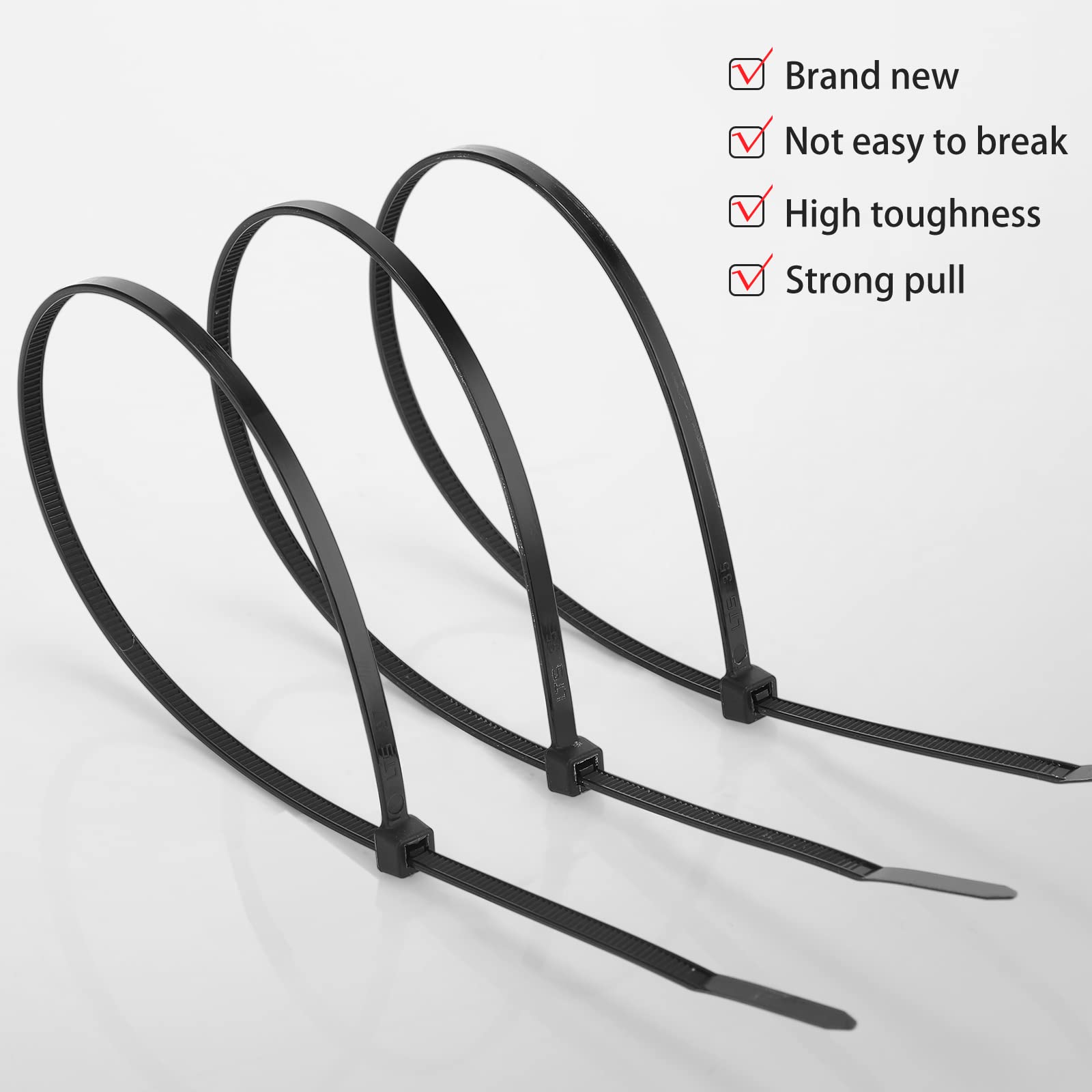 Shappy 18 Inch Long Zip Ties Heavy Duty 500 Pack, 200 Lbs Ultra Exclusive Strong Black Cable Ties, Large Industrial Electrical Cable Ties for Indoor Outdoor Plastic Tie Wraps